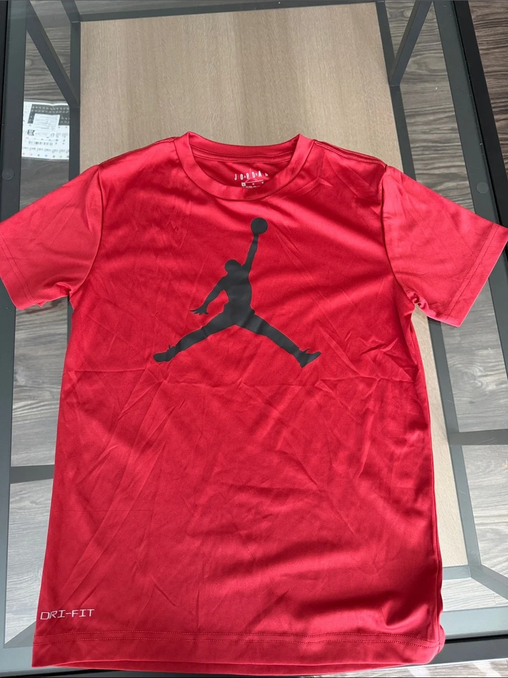 Nike Red Short Sleeve Tee with Black Jumpman Logo